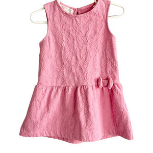 Zara Toddler Pink Dress Drop Waist Bow Detail Textured Fit & Flare 18-24M